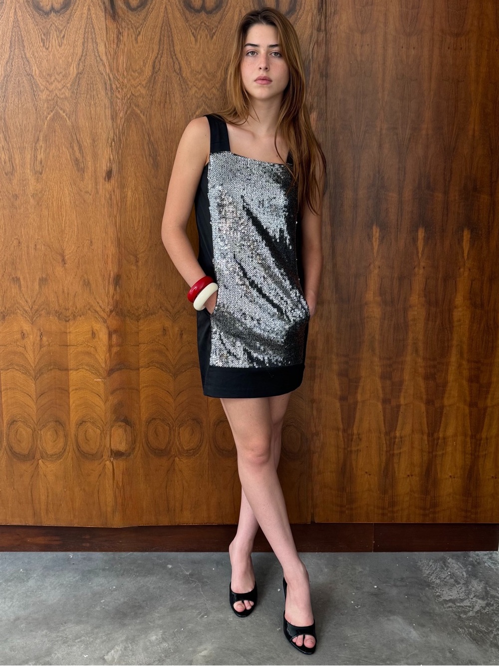 Nanette Lepore Black Mini Dress with Silver Sequin Front